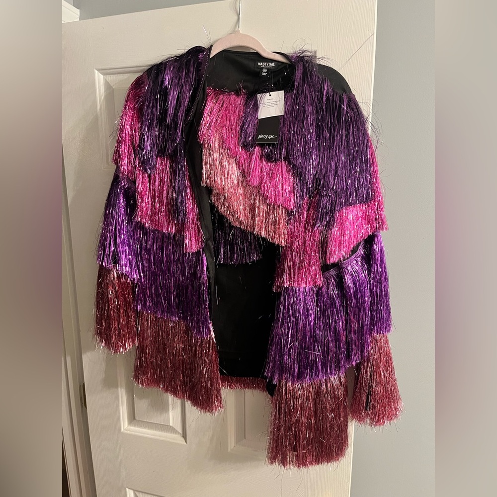 NWT Nasty Gal 2 piece tinsel set